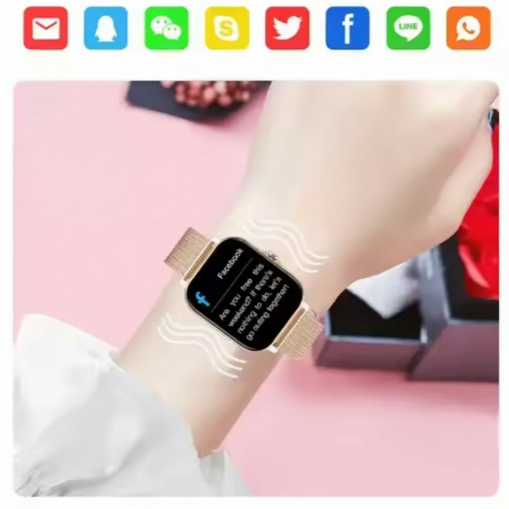 Women's Smartwatch with GPS Fitness Tracking Touch Screen Display and Mesh Metal Band - Image 3