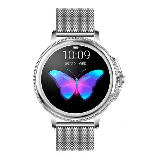 Women's Smartwatch with Round Digital Display and Metallic Mesh Band - Image 2