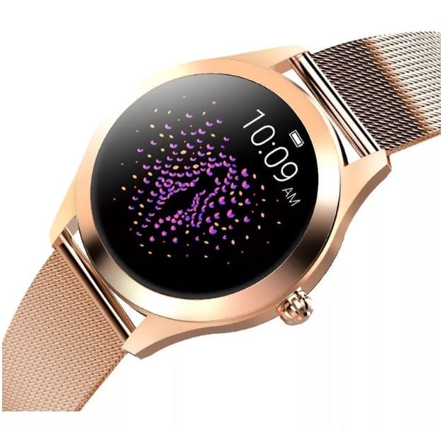 Women's Smartwatch with Round Digital Display and Metallic Mesh Band - Image 3