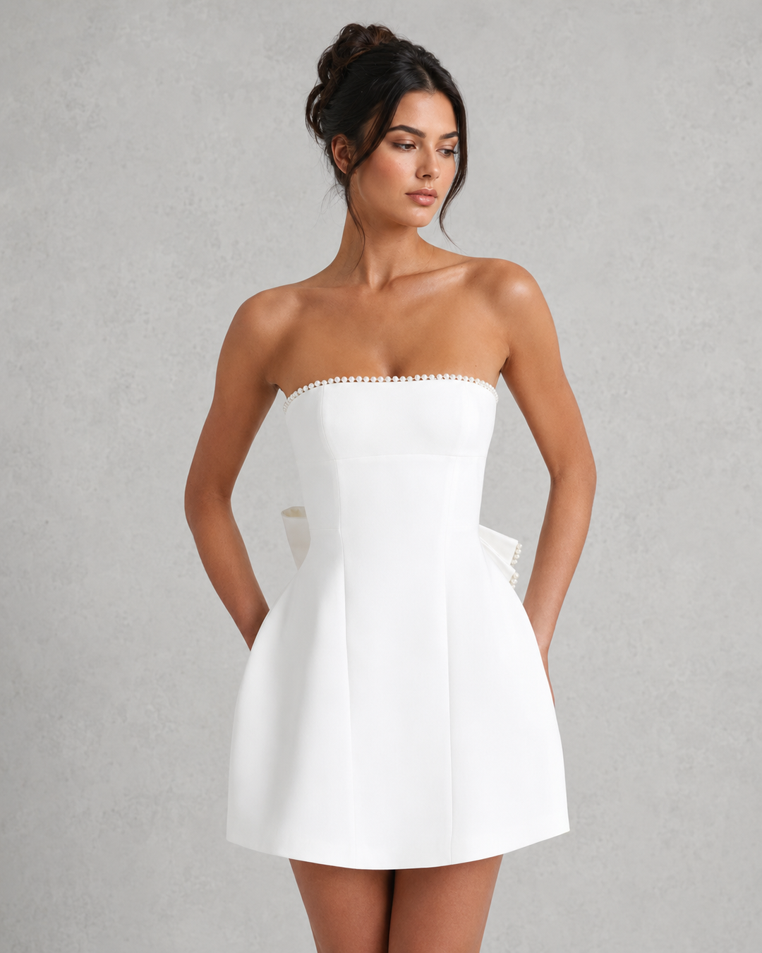 Women's Strapless Bow Mini Dress
