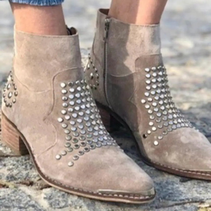 Women's Studded Suede Ankle Boots