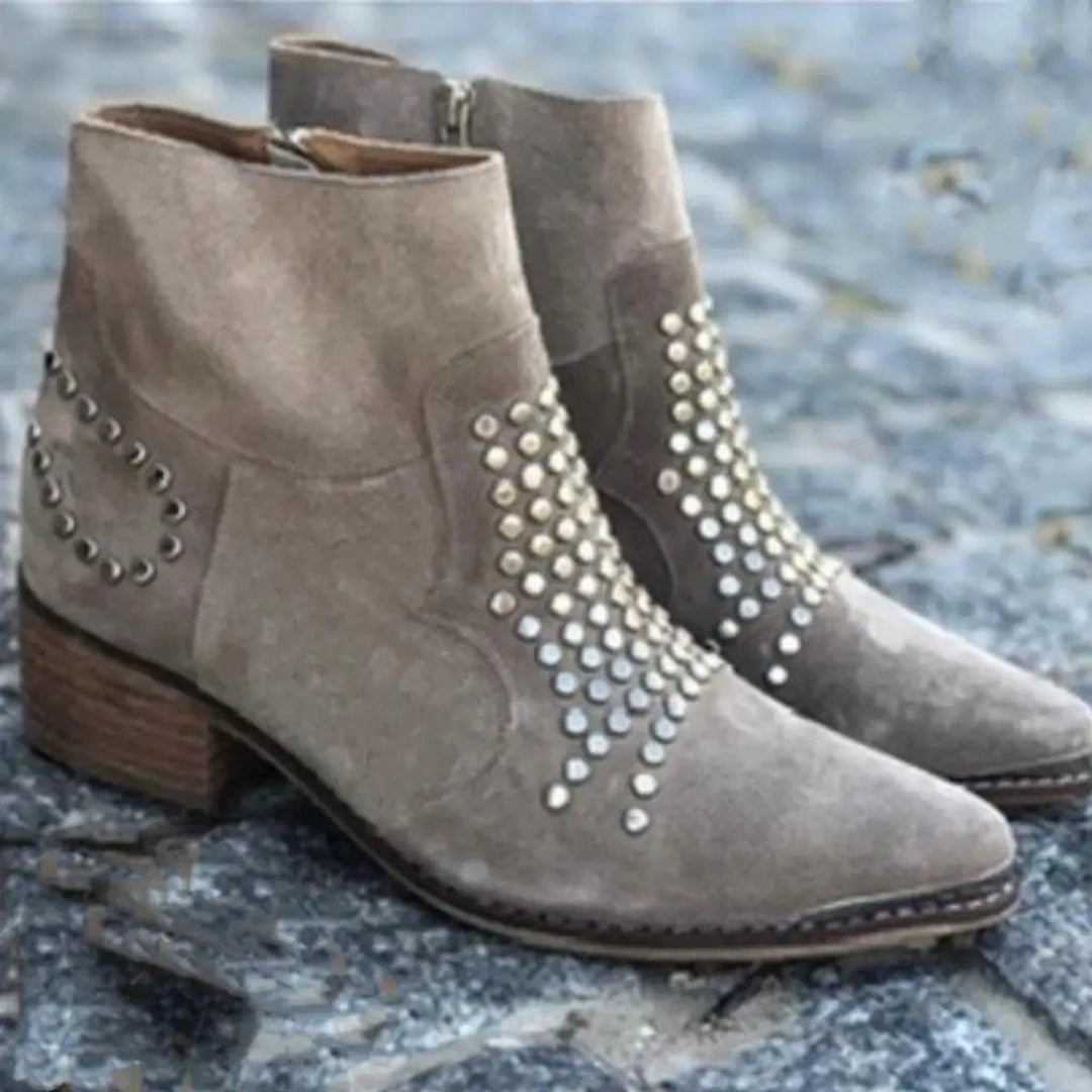 Women's Studded Suede Ankle Boots