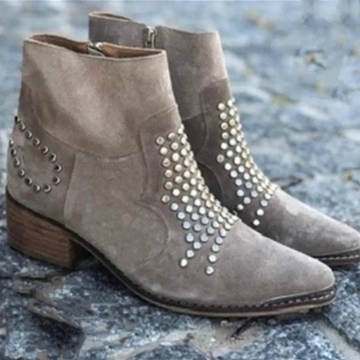 Women's Studded Suede Ankle Boots