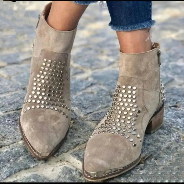 Women's Studded Suede Ankle Boots