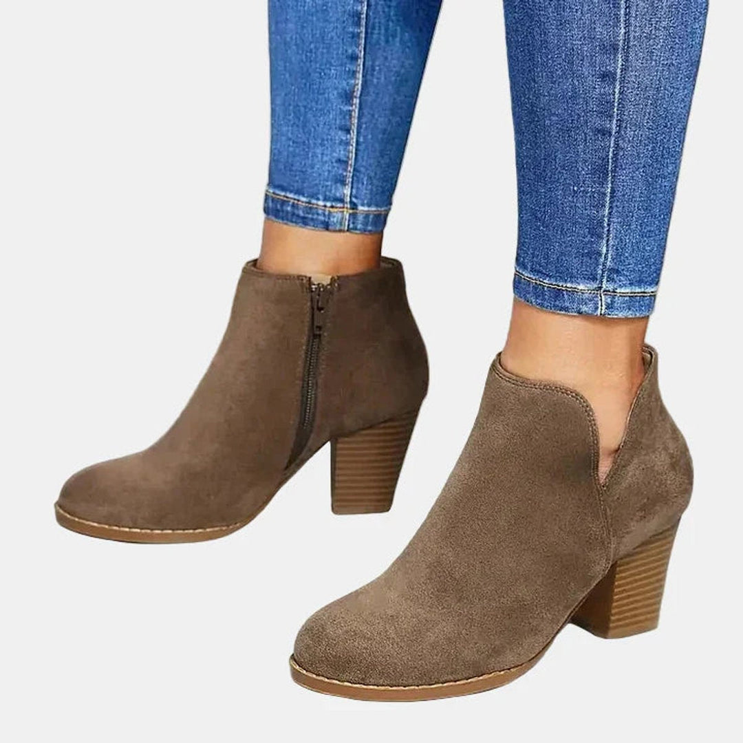 Women's Suede Block Heel Ankle Boots