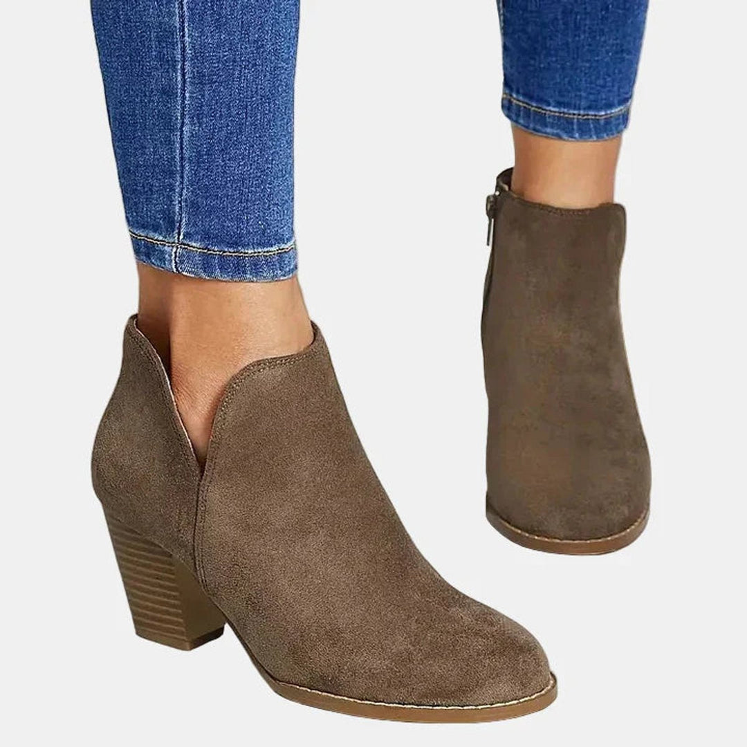 Women's Suede Block Heel Ankle Boots