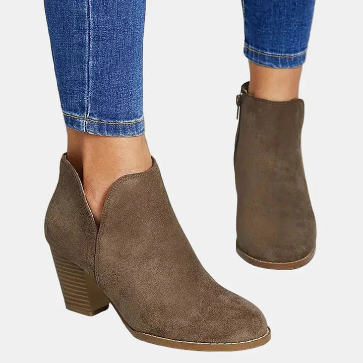 Women's Suede Block Heel Ankle Boots