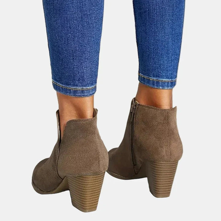 Women's Suede Block Heel Ankle Boots