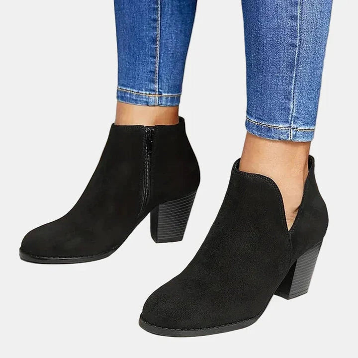Women's Suede Block Heel Ankle Boots