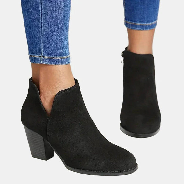 Women's Suede Block Heel Ankle Boots