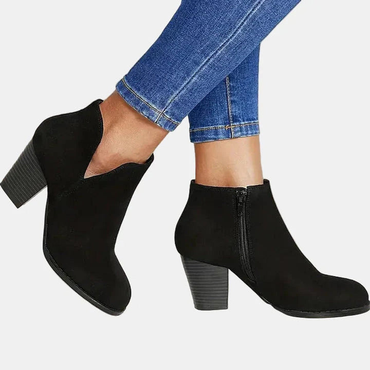 Women's Suede Block Heel Ankle Boots