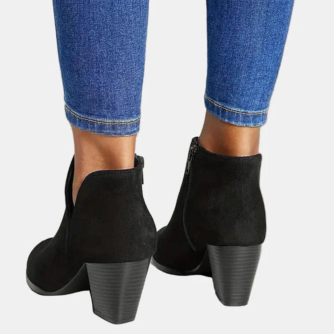 Women's Suede Block Heel Ankle Boots
