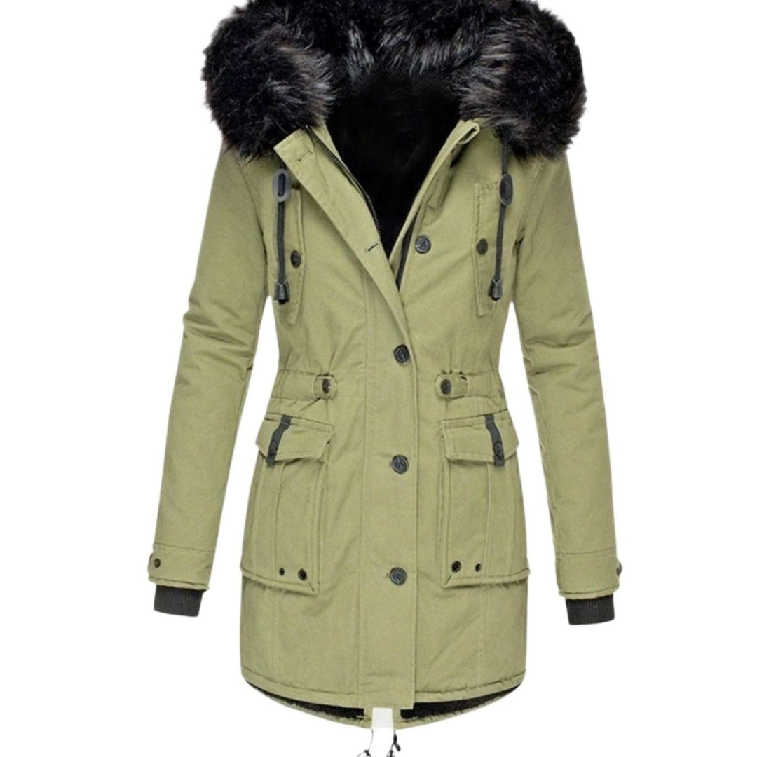 Women's Parka Coat with Hood and Faux Fur Trim