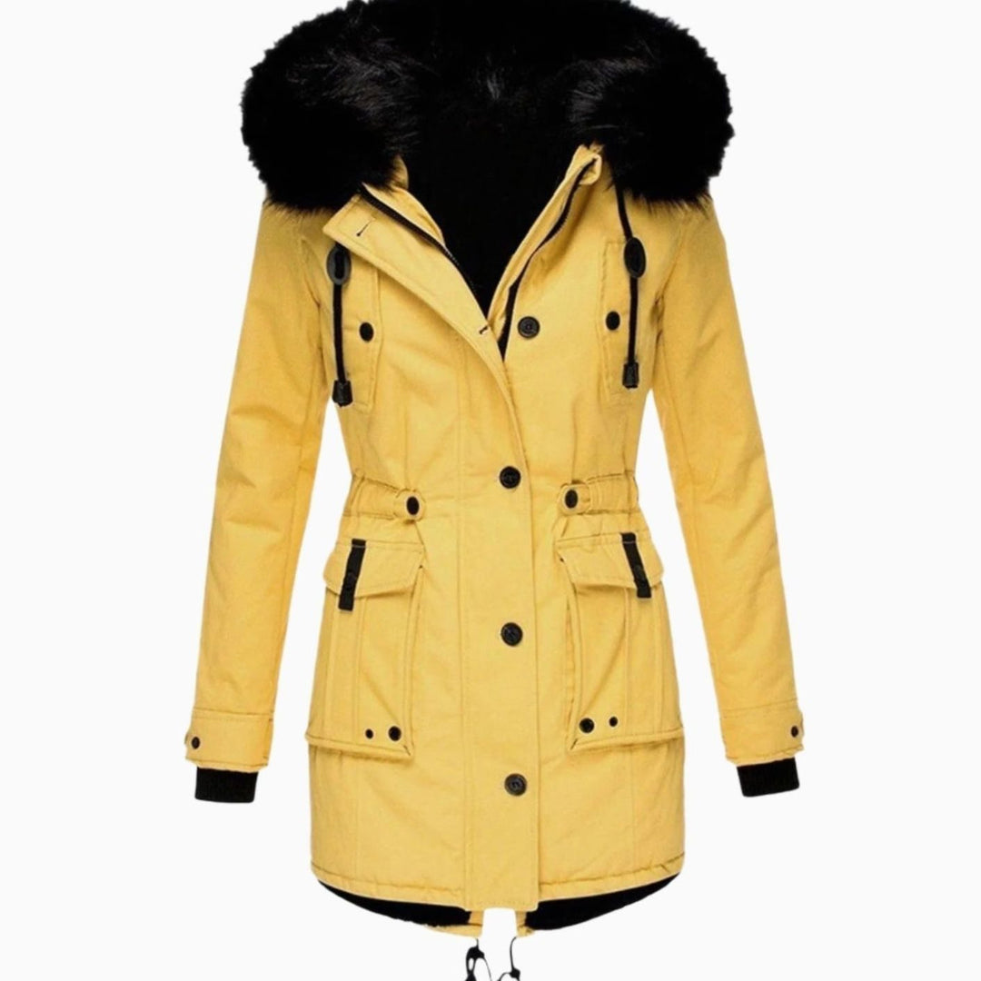 Women's Parka Coat with Hood and Faux Fur Trim