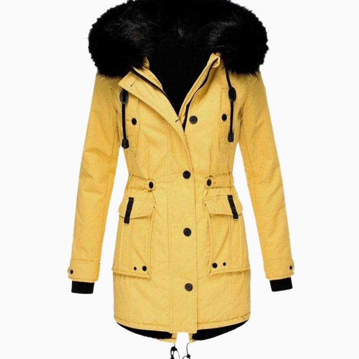 Women's Parka Coat with Hood and Faux Fur Trim