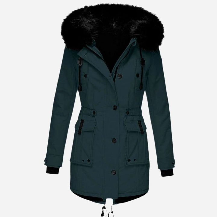Women's Parka Coat with Hood and Faux Fur Trim