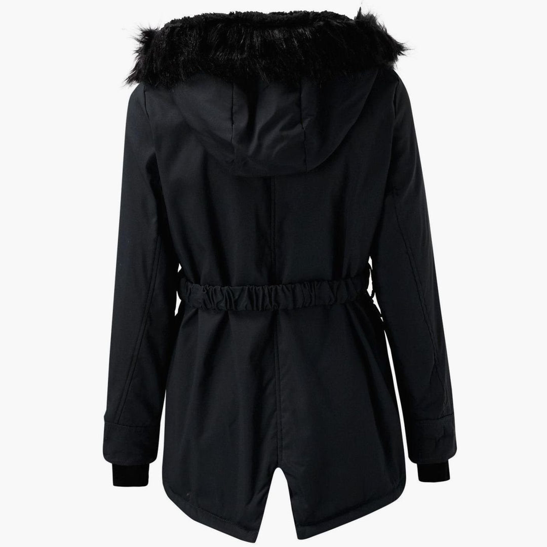 Women's Parka Coat with Hood and Faux Fur Trim