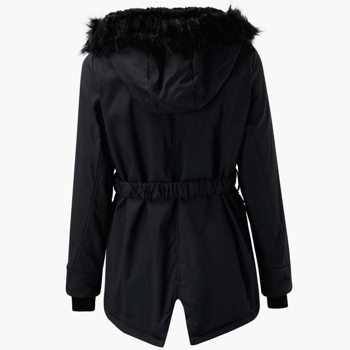 Abrigo parka con capucha y ribete de pelo sintético para mujer