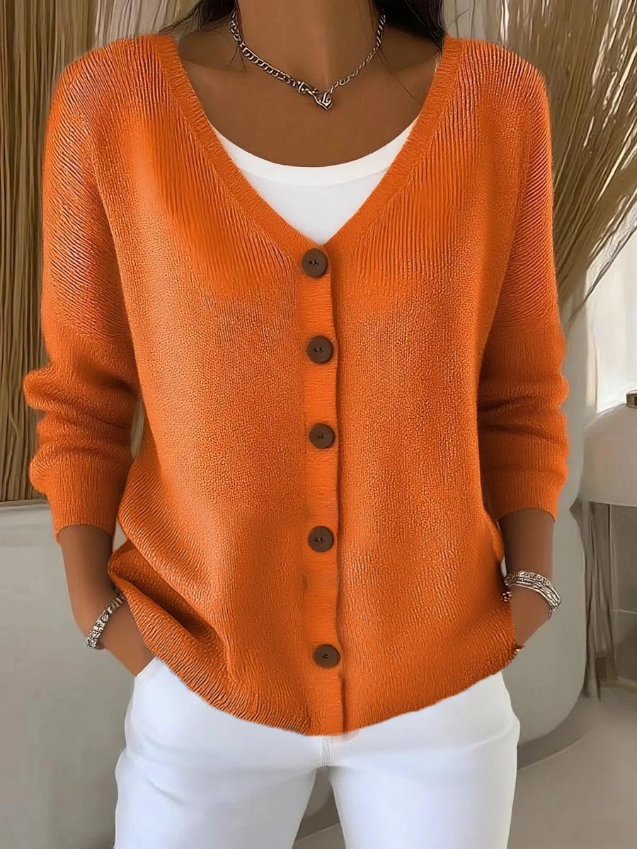 Women's V-Neck Button-Front Knit Cardigan