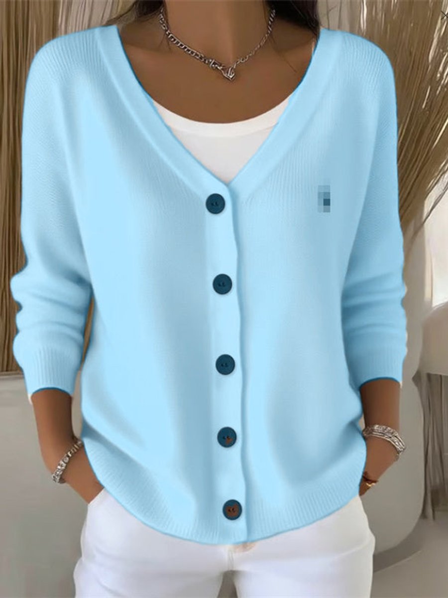 Women's V-Neck Button-Front Knit Cardigan