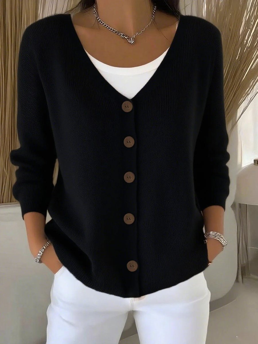 Women's V-Neck Button-Front Knit Cardigan