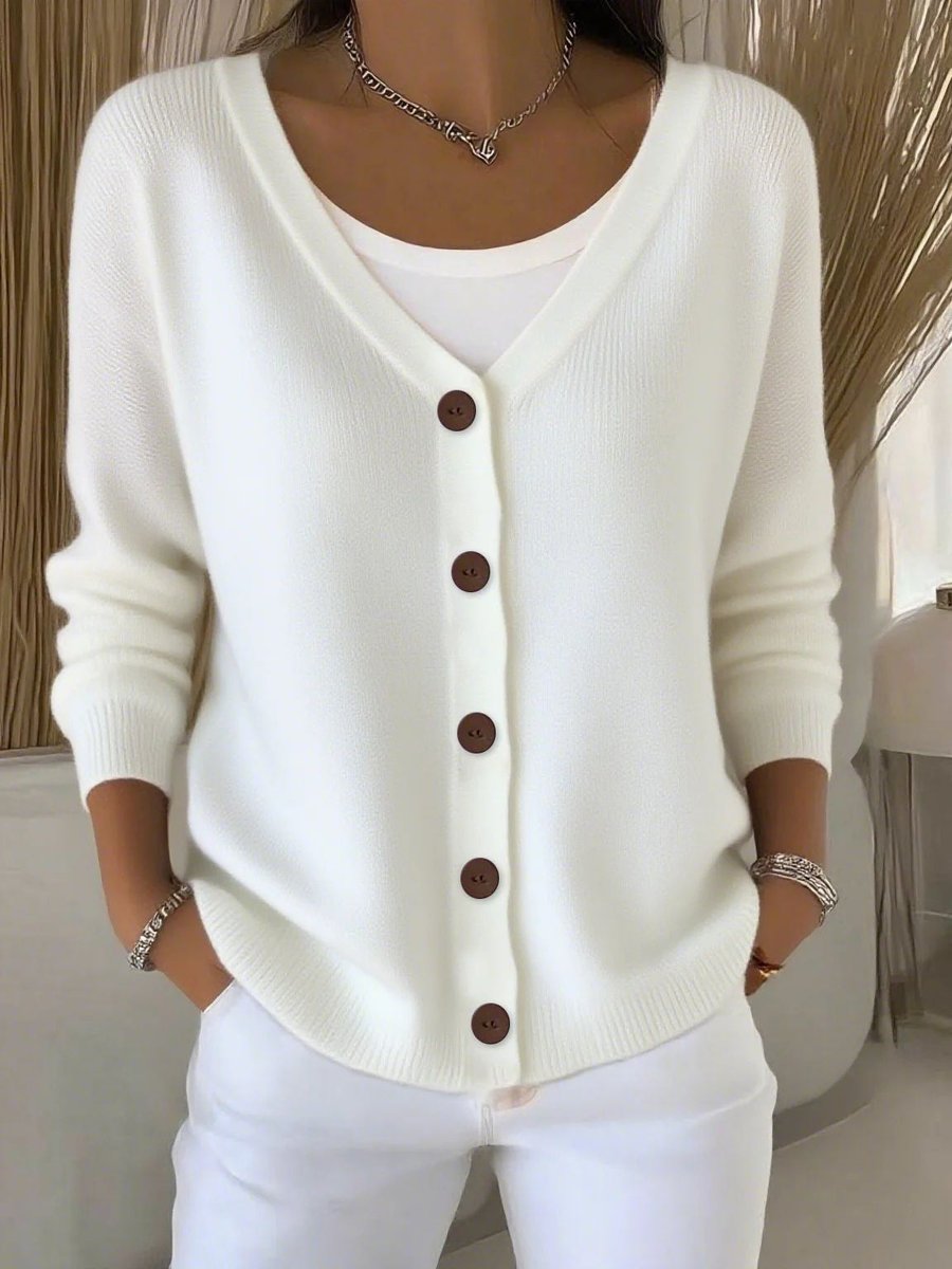 Women's V-Neck Button-Front Knit Cardigan