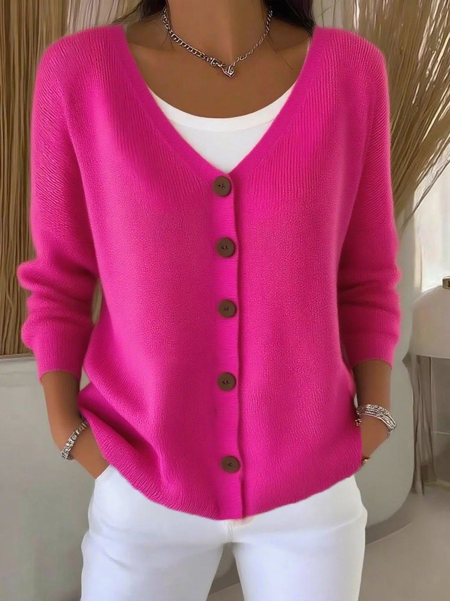 Women's V-Neck Button-Front Knit Cardigan