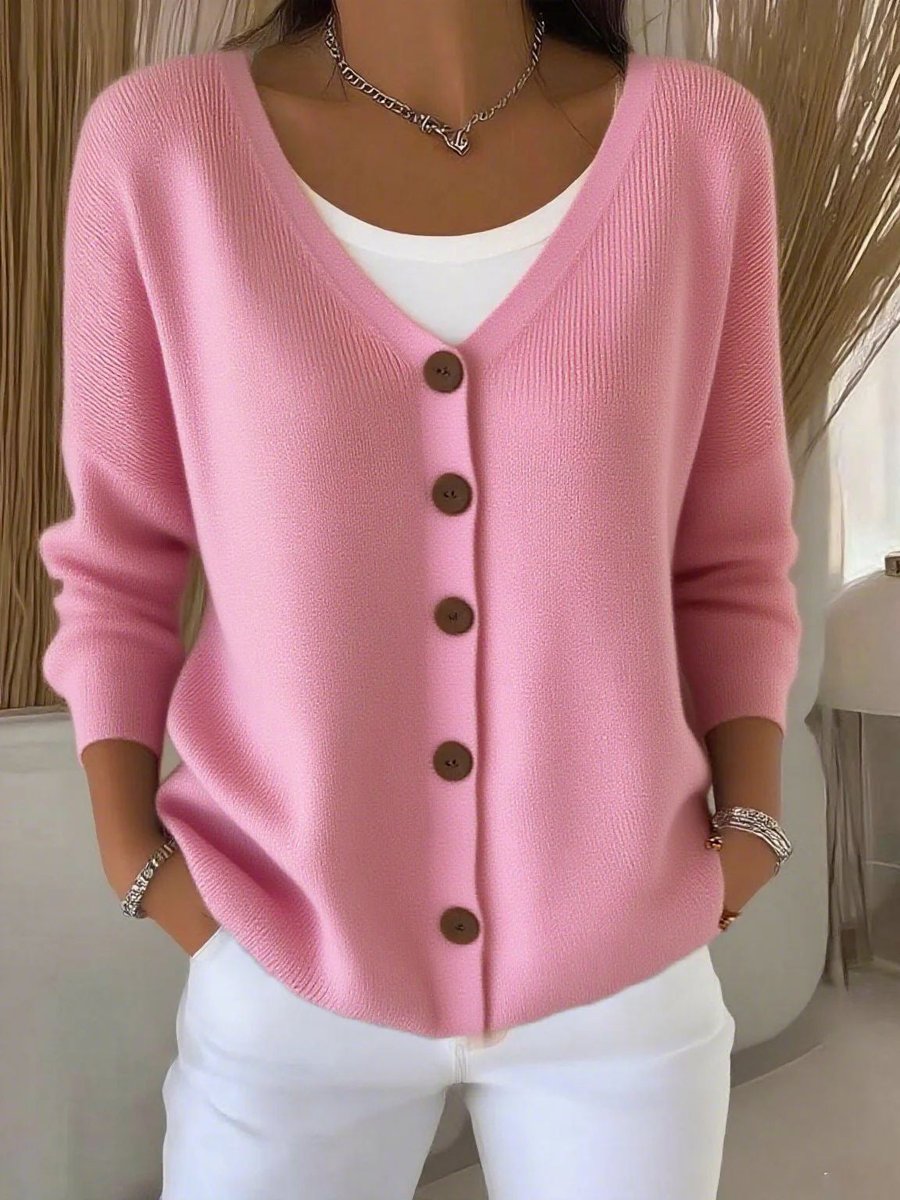 Women's V-Neck Button-Front Knit Cardigan