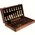 Wooden Chess Set with Folding Board Storage Slots and Staunton Pieces - Image 1