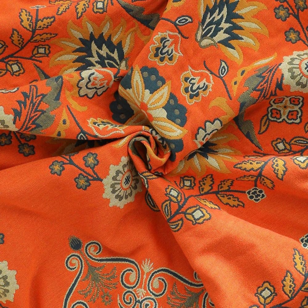 Woven Throw Blanket with Reversible Floral Design and Cotton Fringe - Image 4