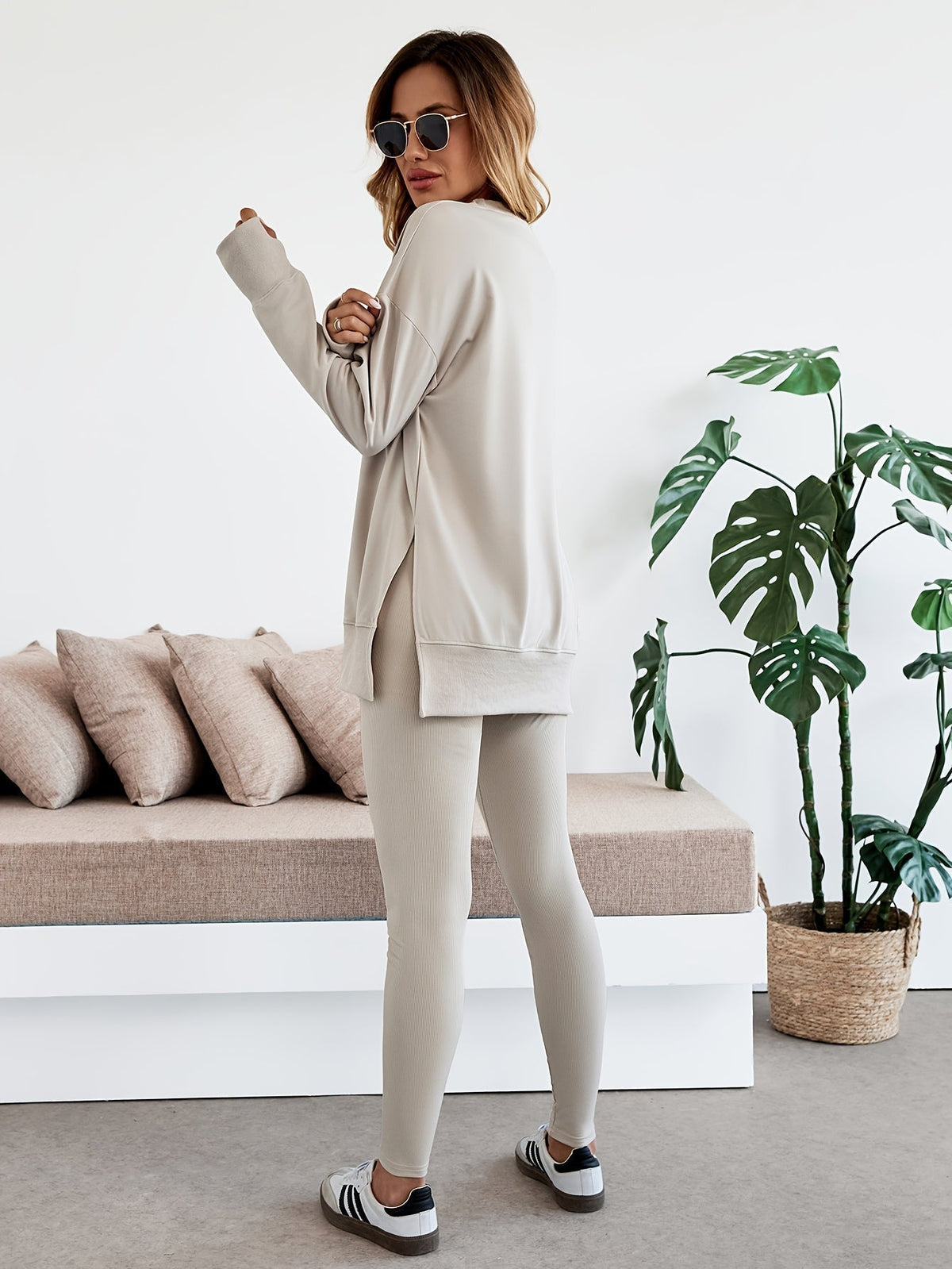 Set da donna per il tempo libero con felpa oversize