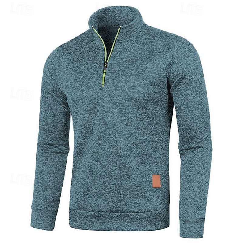 Men's Quarter Zip Textured Jumper