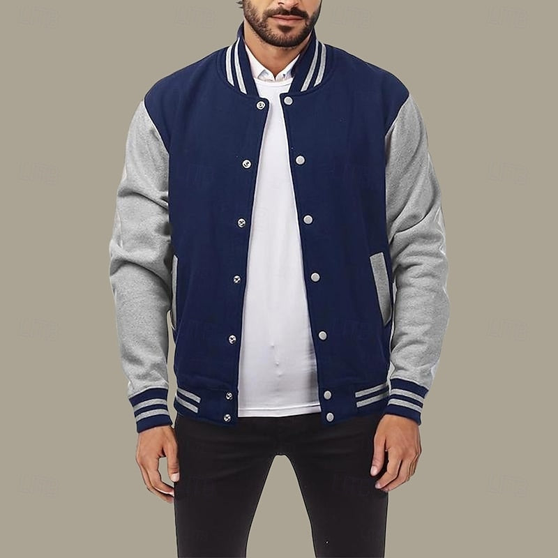 Men's College Jacket with Ribbed Cuffs