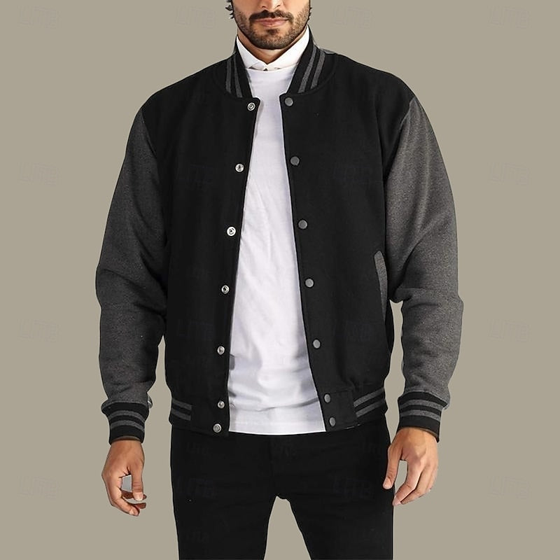 Men's College Jacket with Ribbed Cuffs