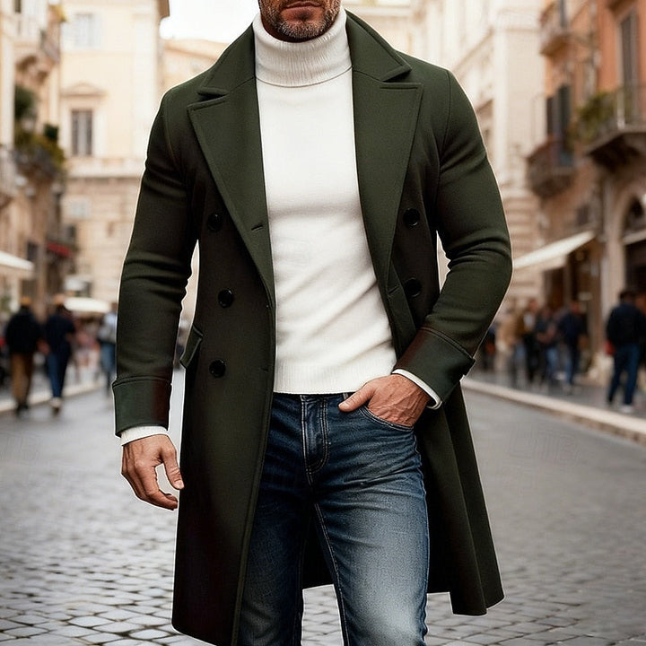 Men's Double Breasted Long Overcoat