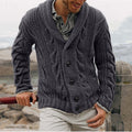 Men's Cable Knit Shawl Collar Cardigan